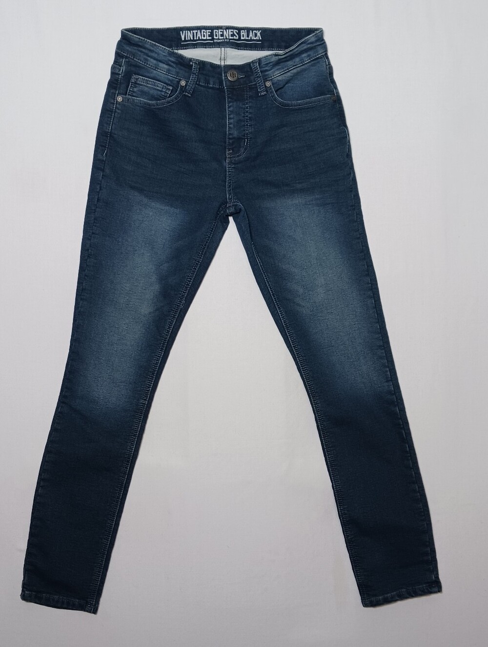 Vintage Genes Black Mens Skinny Fit Jeans 30X30 Dark Wash Denim Stretch